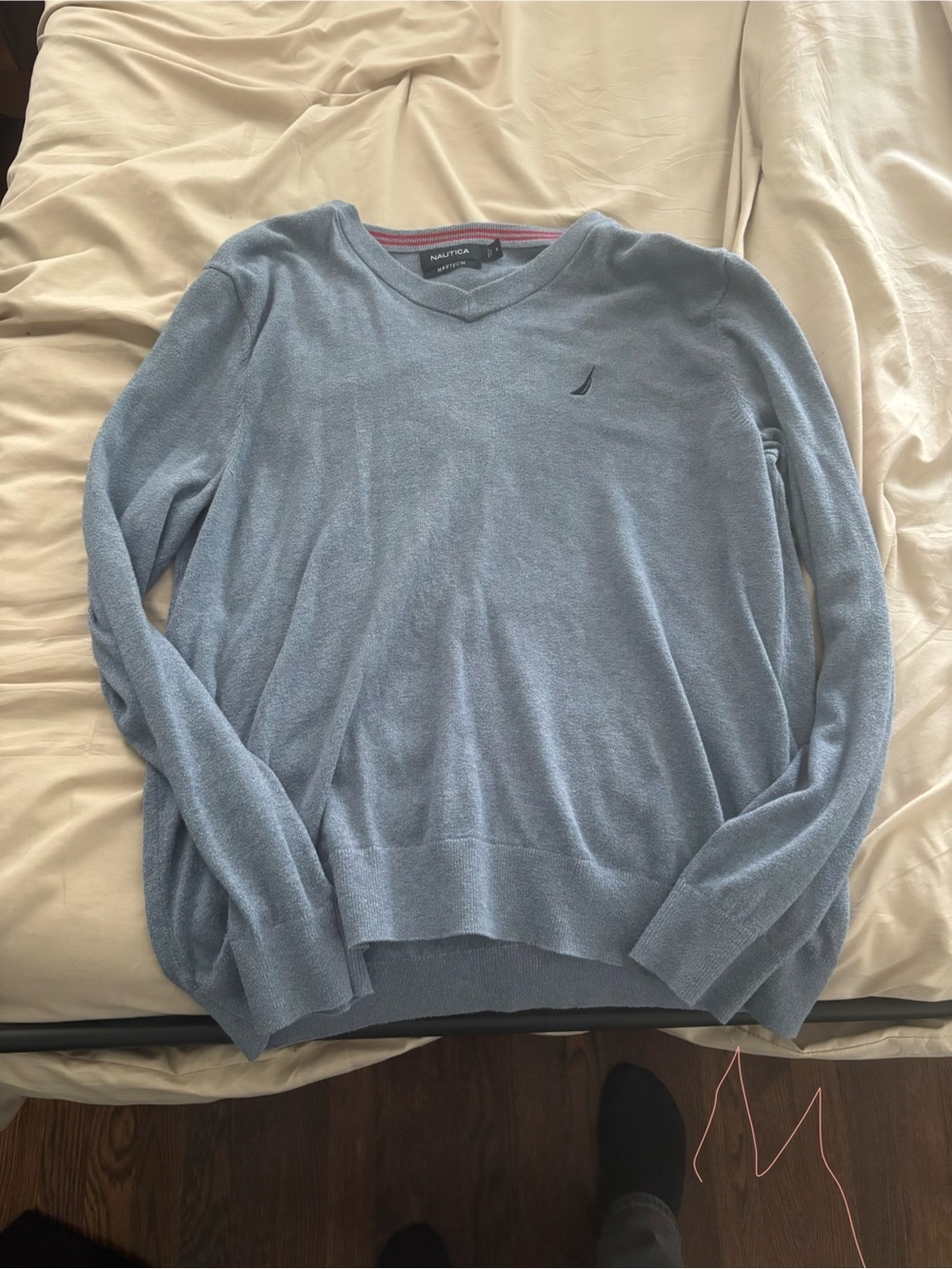 Nautica Men's Light Blue Crewneck Sweater